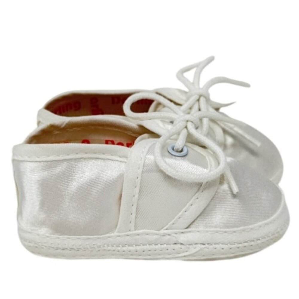Darling Baby Christening Satin Shoes Newborn Size 0 With Box
